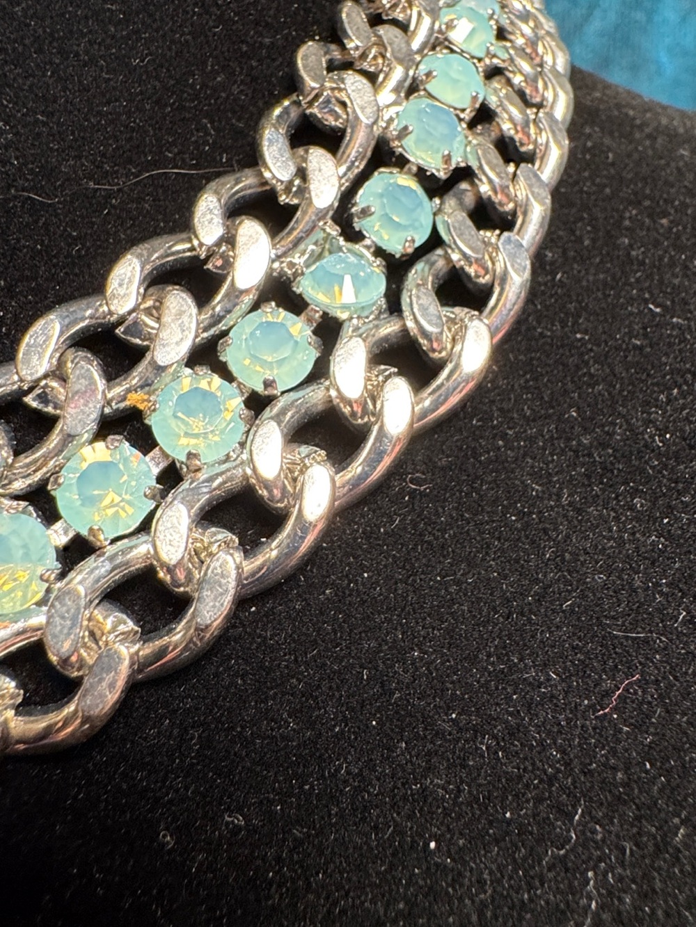 R.J. Graziano Silver-Tone Choker with Opal Aqua Blue Stones - Picture 3 of 8